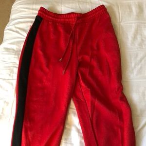 Red with black striped sides joggers